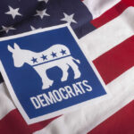 Democrats symbol on American flag background