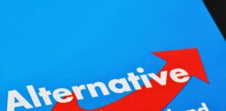 Political logo featuring the word 'Alternative für Deutschland' with an upward arrow