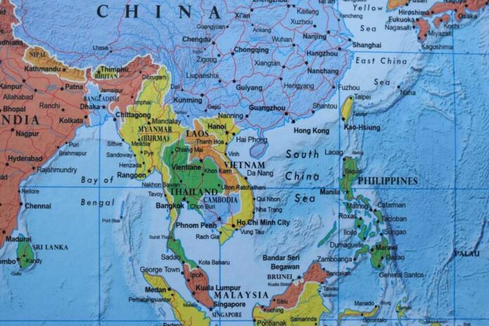 Map showing Southeast Asia with country names and borders