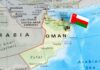 Map of Oman with a flag pin indicating its location