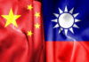 China and Taiwan flags side by side.