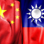 China and Taiwan flags side by side.