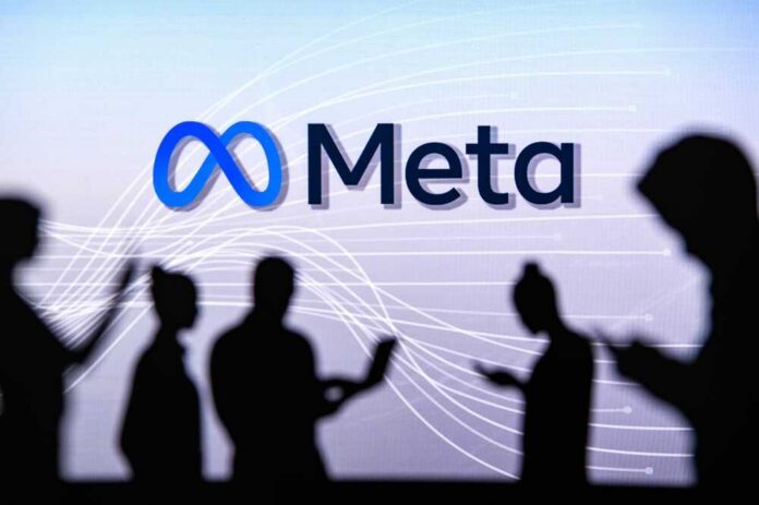 New,York,,Usa,,1.,March,2022:,Meta,Or,Metaverse,Logo An empty office workspace with multiple computer monitors and chairs