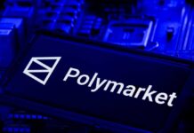 Lawmakers BET on Wars Before Strikes Launched Polymarket logo displayed on a blue circuit board background