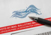 Mail-Ballot Showdown: States Defy White House Mail-in ballot envelope with pen