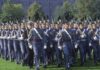 Pentagon Purge Looms At West Point military cadets marching in formation with rifles