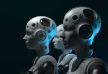 Jobs on Notice: China Supercharges Humanoids row of humanoid robots with mechanical heads in profile