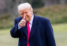 Judges’ Power Grab Meets Instant Trump Reversal A man in a dark coat and pink tie giving a thumbs up outdoors