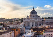 38-Year Revolt Returns—Rome Strikes St Peters Basilica with surrounding cityscape at sunset