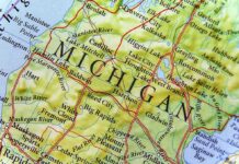 Dem Defections Jolt Michigan Senate Fight Map of Michigan highlighting central and northern towns and lakes