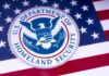 U.S. Department of Homeland Security emblem on American flag