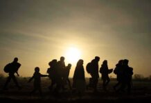 Muslim Entries PLUMMET – Refugees Stop Cold silhouettes of people walking at sunset
