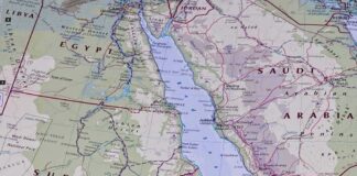 Map of the Red Sea and surrounding countries