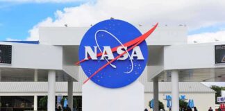 NASA logo displayed prominently at a visitor center