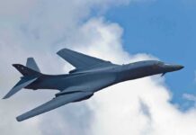 Caution Move: U.S. Bombers Bolt Britain Strategic bomber aircraft banking in flight